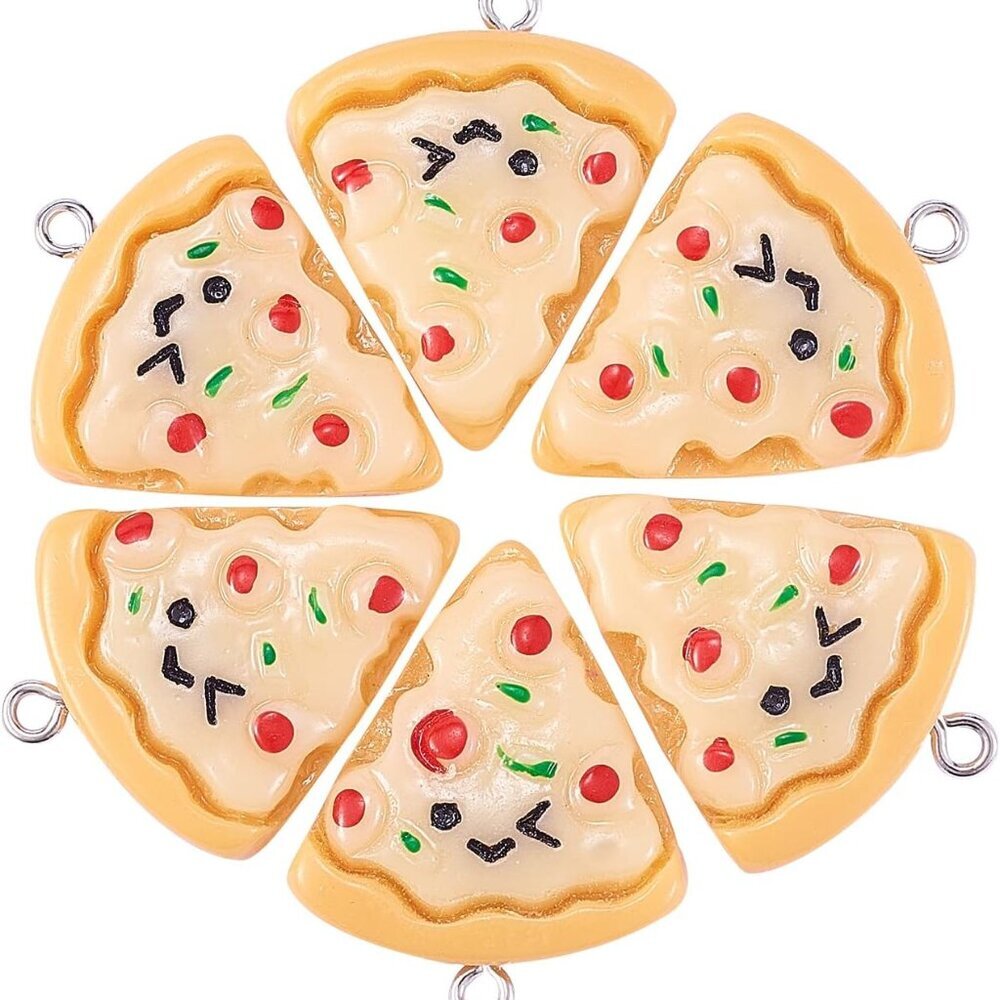 30 Pcs Resin Pizza Charm Pisa Pie Slice Food Small Charms for Keyring Backpacks - Picture 1 of 7